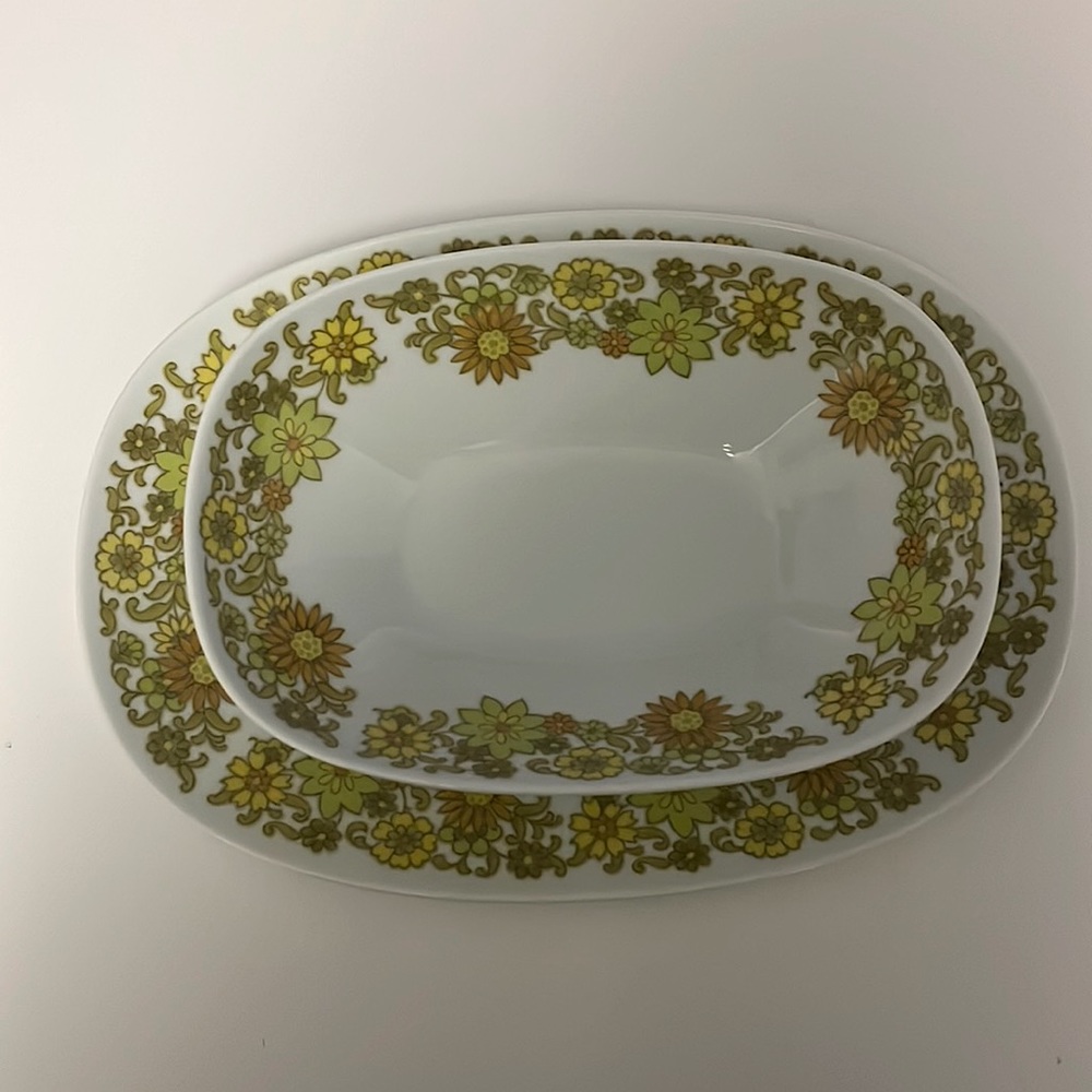 Vintage Noritake china matching serving bowl and plate.